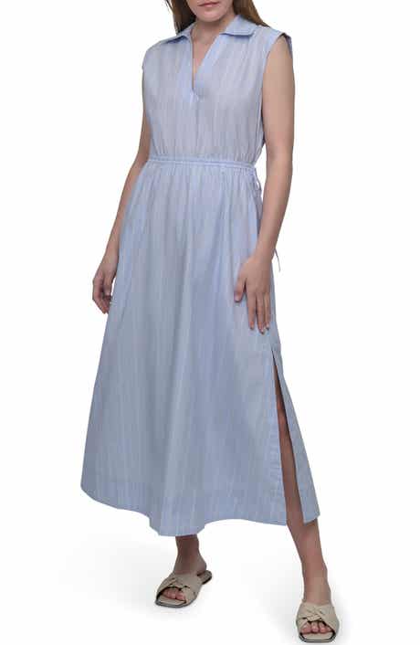 DKNY Jeans Cutout Back Cotton Poplin Maxi Dress