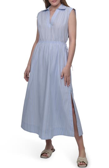 Dkny Jeans Cutout Back Cotton Poplin Maxi Dress