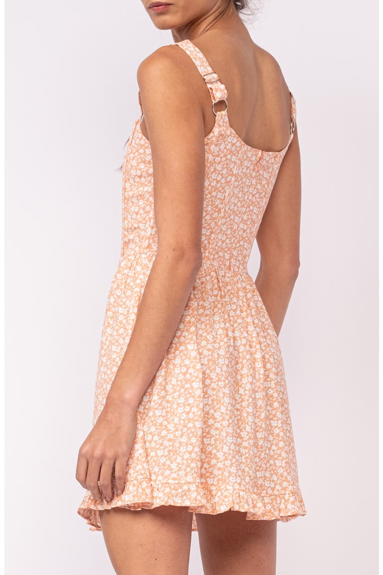 Ditsy Floral Corset Fit & Flare Minidress, Alternate, color, LIGHT ORANGE