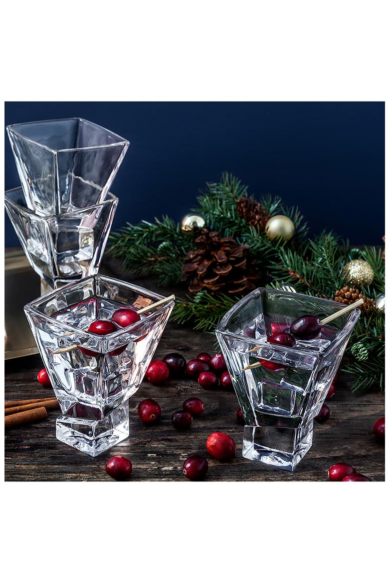 Carre Square Heavy Base Crystal Martini Glass - Set of 2, Alternate, color, CLEAR