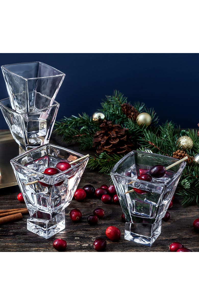 JoyJolt Carre Square Heavy Base Crystal Martini Glass - Set of 2, Alternate, color, Clear