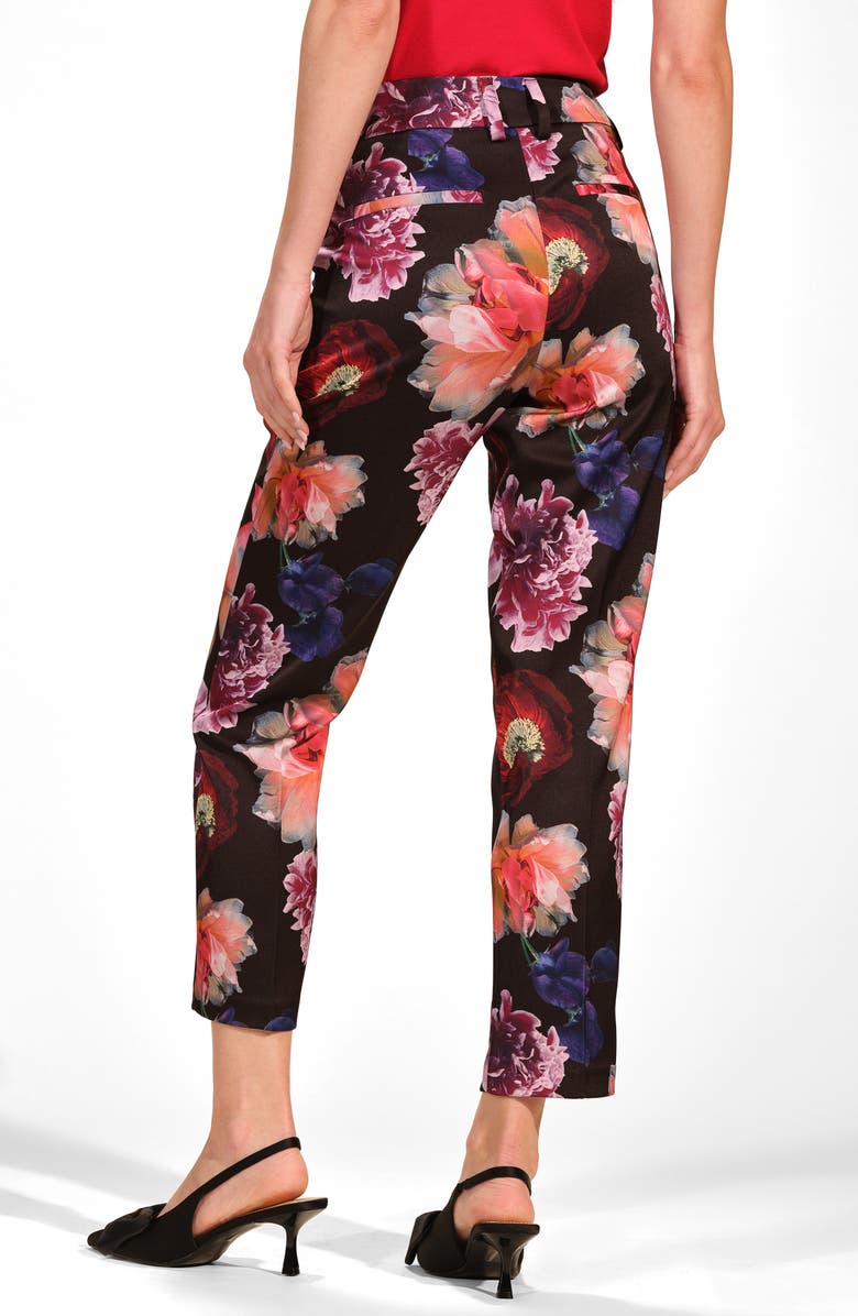 Isaac Mizrahi New York Print Satin Straight Leg Pants, Alternate, color, Fleur Nocturne