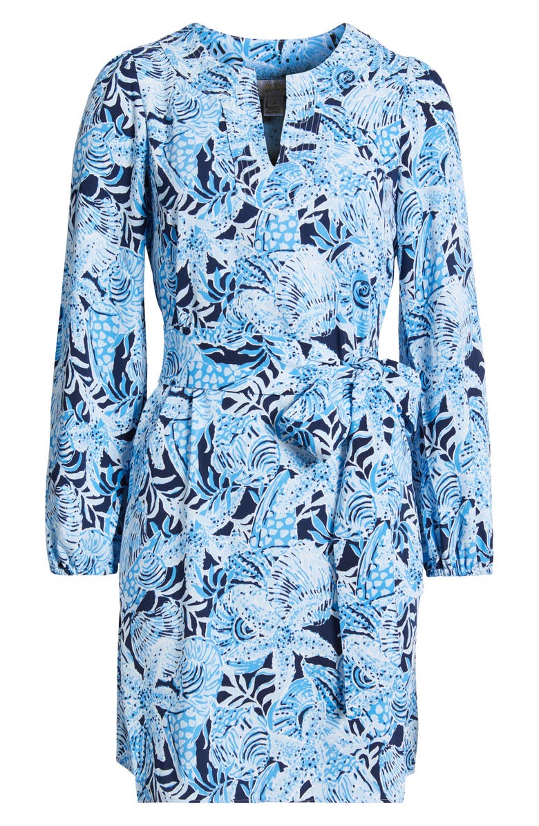 Lilly Pulitzer<sup>®</sup> Olivine Undersea Print Long Sleeve A-Line Dress, Alternate, color, Bonaire Blue