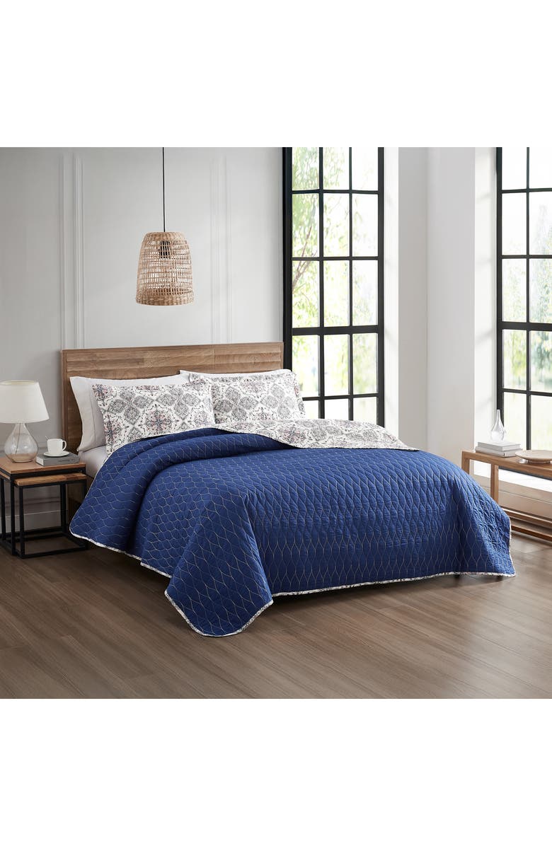 Modern Threads Soren 3-Piece Cotton Quilt Set, Alternate, color, Bohemian Blue