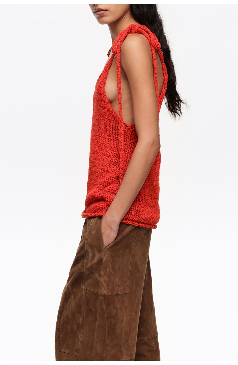 Bimba y Lola Bow Strap Sweater, Alternate, color, Red