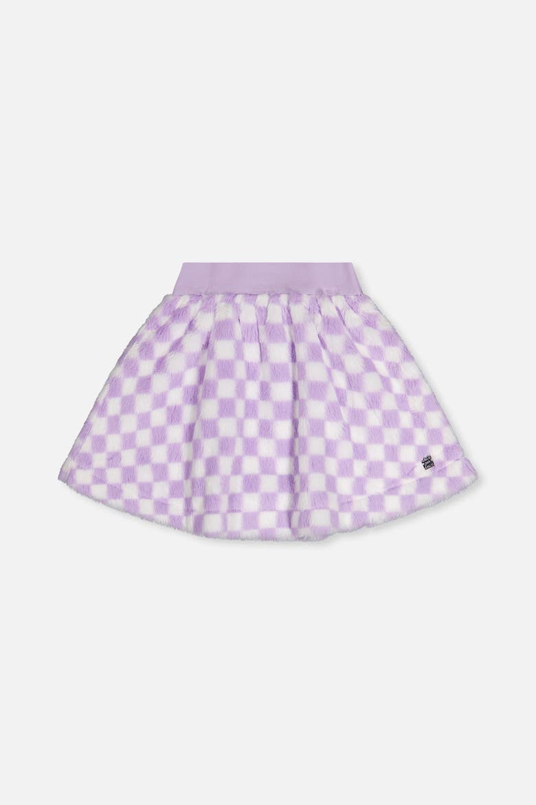 Checkered Faux Fur A-Line Skirt, Main, color, Lilac and White Tiles