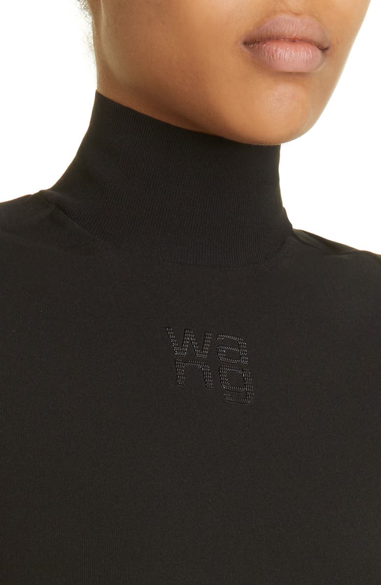 Alexander Wang Logo Appliqué Crop Turtleneck Sweater, Alternate, color, 
