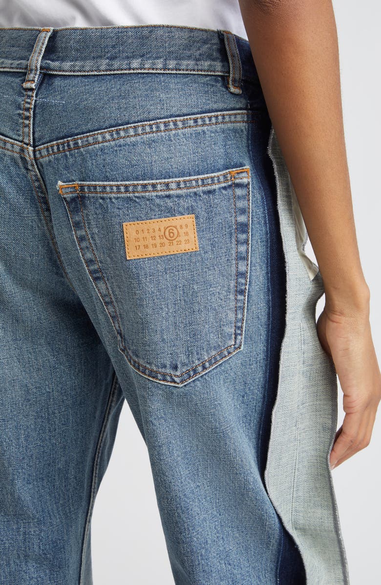 MM6 Maison Margiela Deconstructed Straight Leg Jeans, Alternate, color, Blue