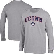 Champion Men's Champion  Heather Gray UConn Huskies Arch Over Logo Long Sleeve T-Shirt