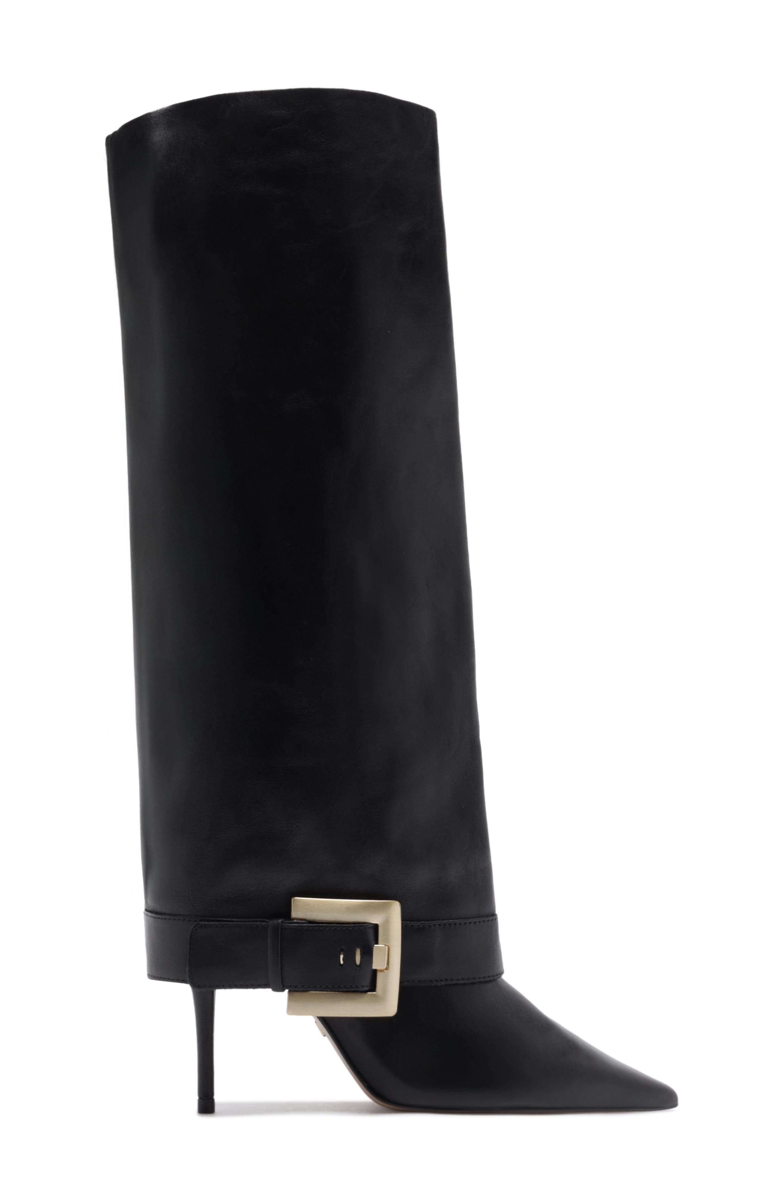 Kenny Stiletto Knee High Leather Boot, Alternate, color, BLACK