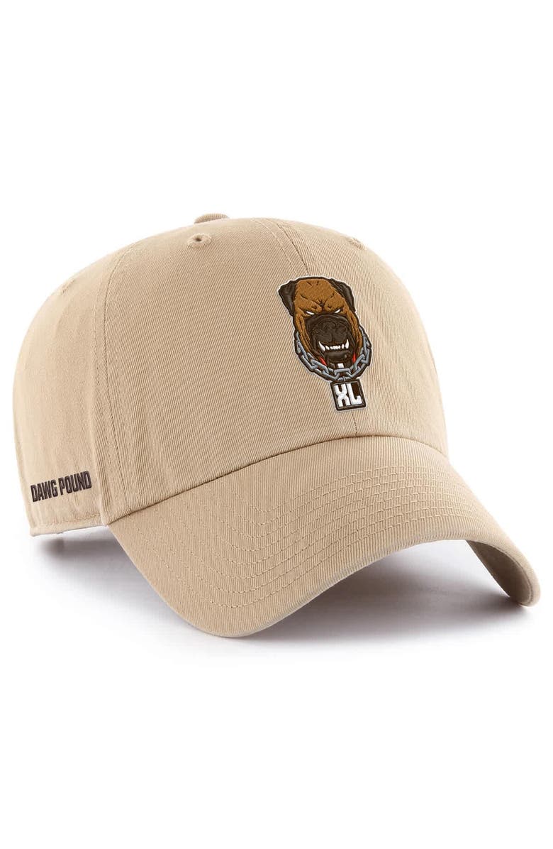'47 Men's '47 Khaki Cleveland Browns Dawg Pound XL Unstructured Clean Up Adjustable Hat, Main, color, 