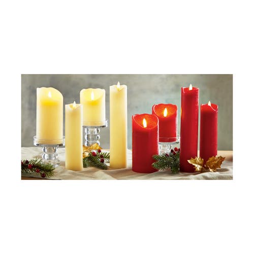 Tag Weathered Red Flameless Led Pillar Candle For Home Decor In Red