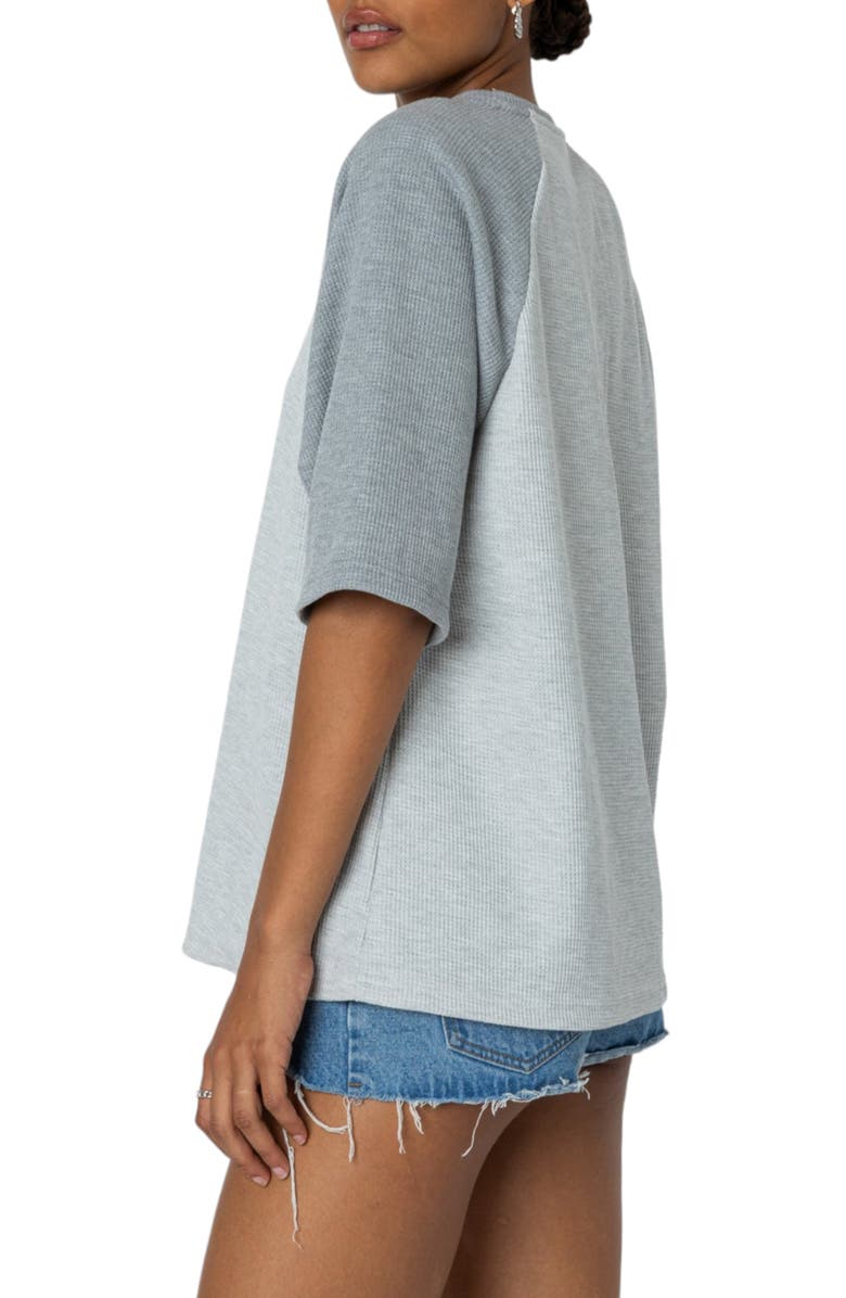 EDIKTED Oversize Raglan Sleeve Waffle Stitch Top, Alternate, color, Gray