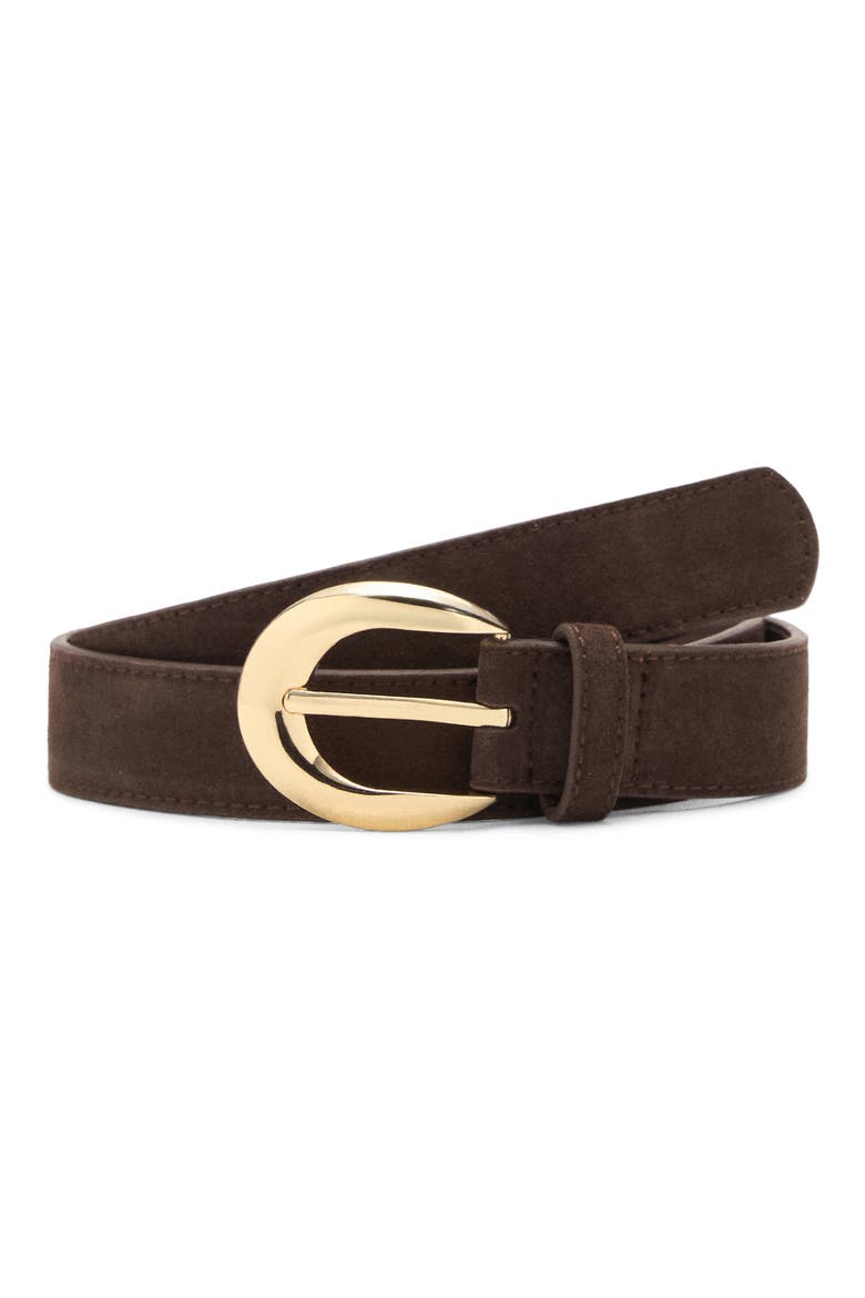 Oval Buckle Suede Belt, Main, color, CHOCOLATE