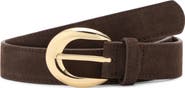 MANGO Oval Buckle Suede Belt