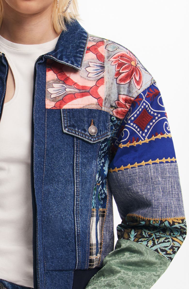 Desigual Amsterdam Embroidered Denim Jacket, Alternate, color,