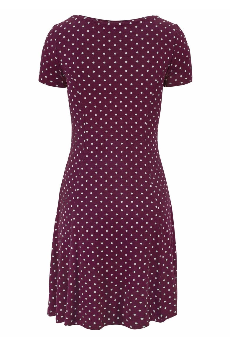 Polka Dot Print Dress, Alternate, color, Bordeaux Multi