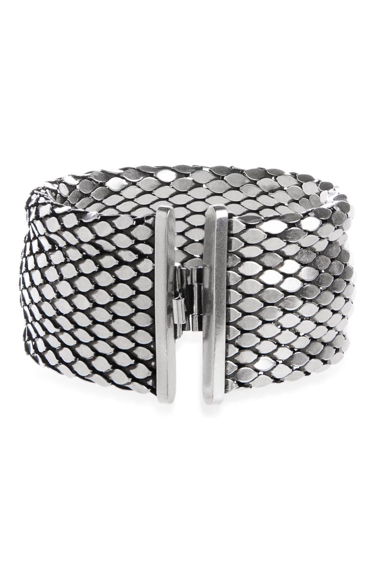 Large Mesh Cuff Bracelet, Alternate, color, SILVER 08SI