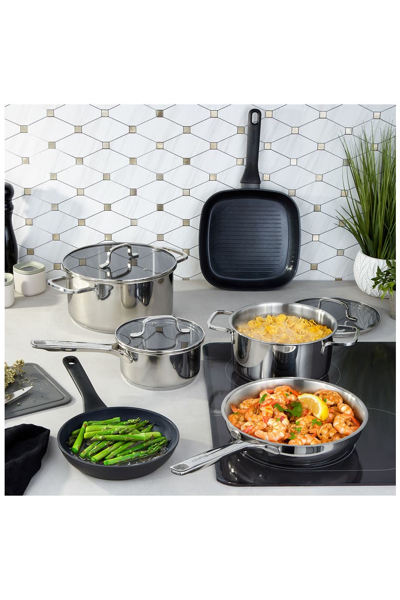 Dina Helix 9-Piece Cookware Set, Alternate, color, BLACK