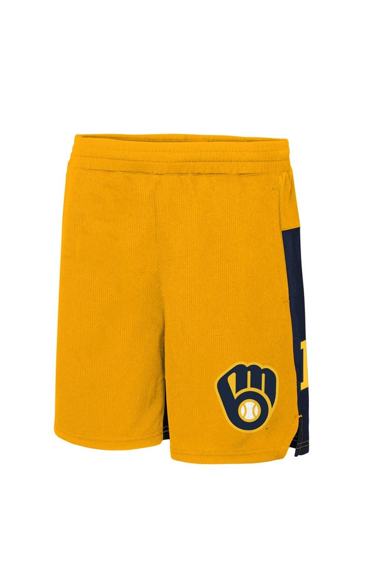 Outerstuff Youth Gold Milwaukee Brewers 7th Inning Stretch Shorts, Alternate, color, Gold