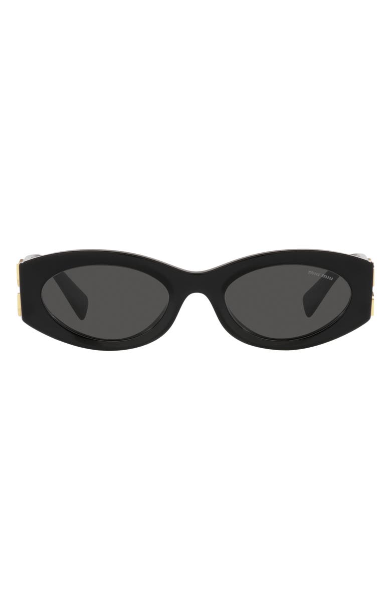 Miu Miu 54mm Rectangular Sunglasses, Main, color, Black