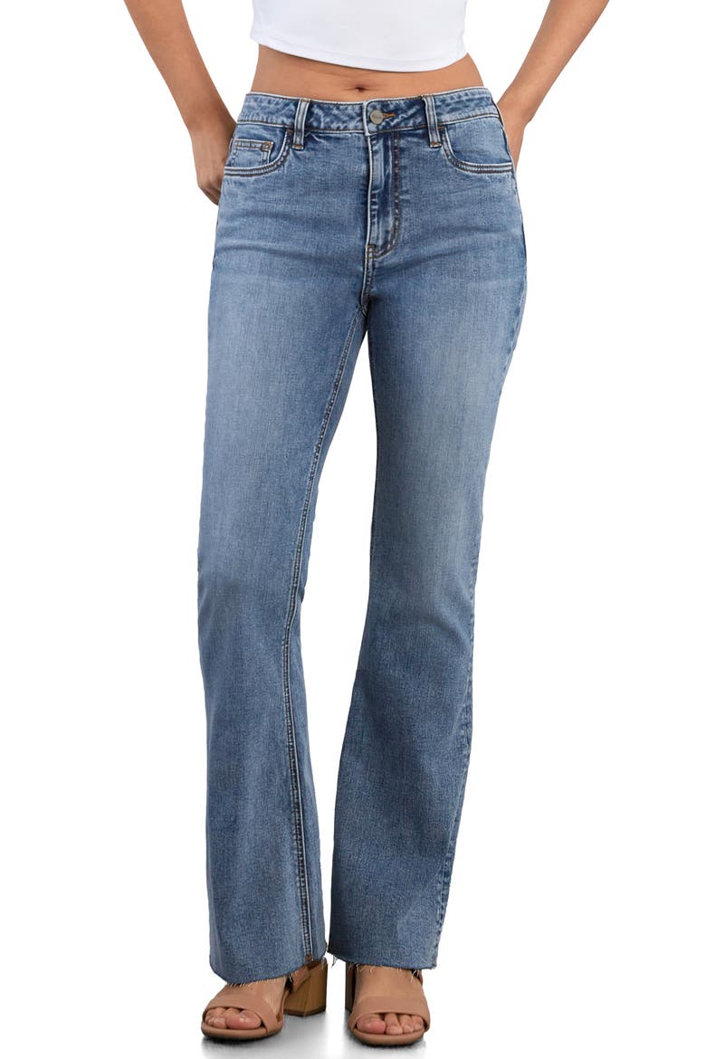 Happy Relaxed Raw Hem Flare Jeans, Main, color, RELAXED BLUE