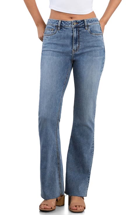 Happy Relaxed Raw Hem Flare Jeans