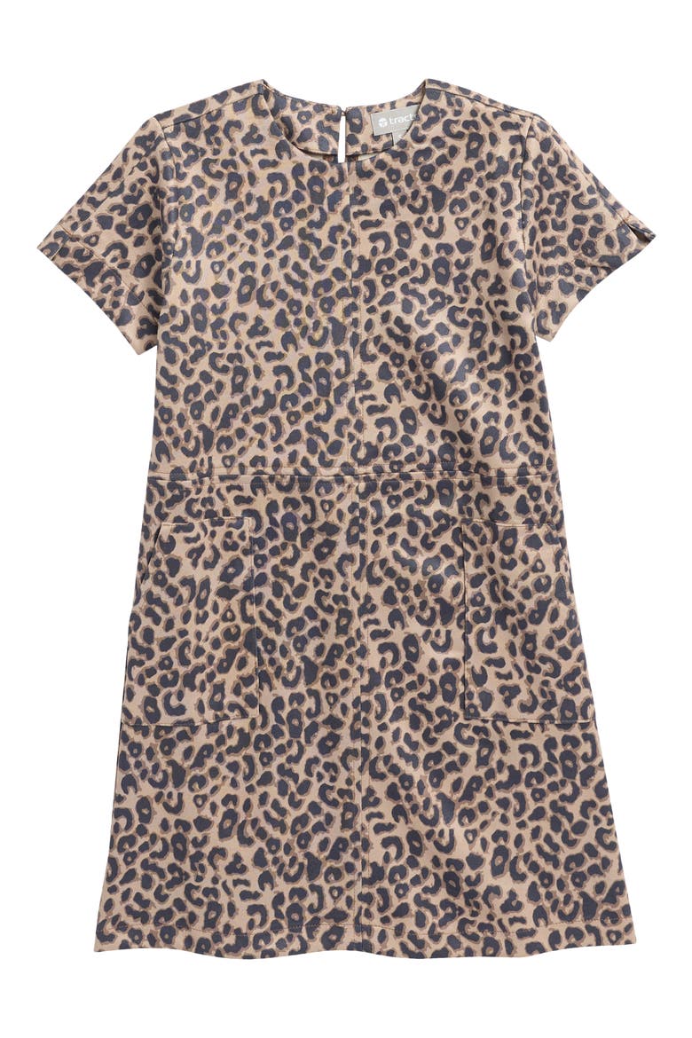Kids' Leopard Print Faux Suede Dress, Main, color, LEOPARD