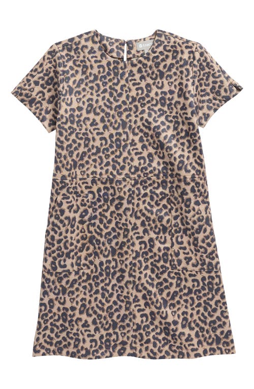 Tractr Kids' Leopard Print Faux Suede Dress In Animal Print