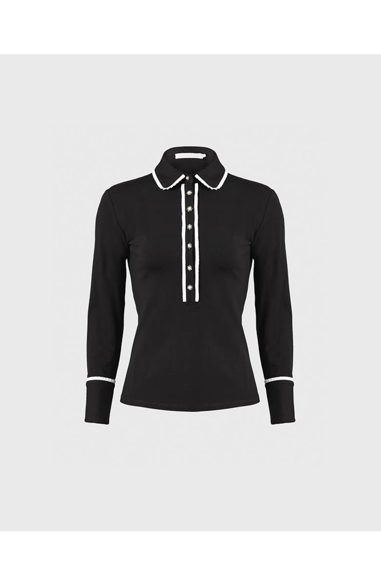 Anne Fontaine Women's Shirt  Faustine Black Designer Long Sleeve Shirt In Cotton Poplin With Pointed Collar, Alternate, color, Black
