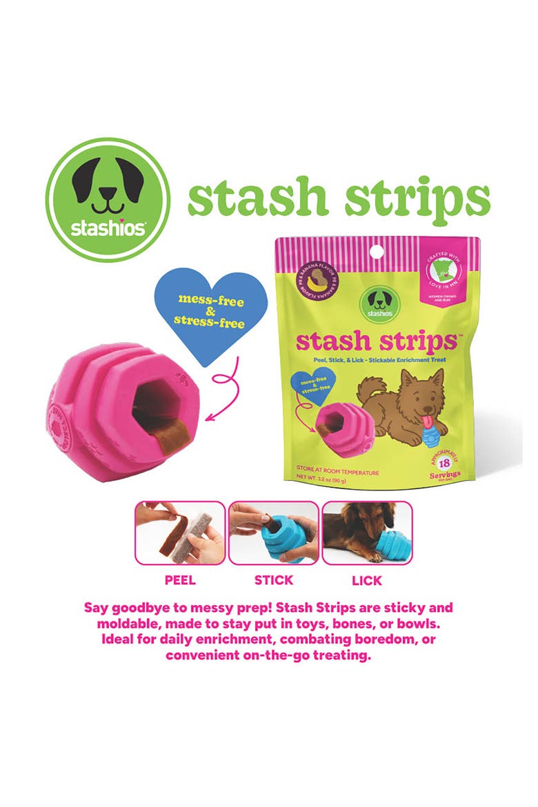 Stash Strips - Peanut Butter & Banana - 18ct Enrichment Dog Treats, Alternate, color, Multicolored
