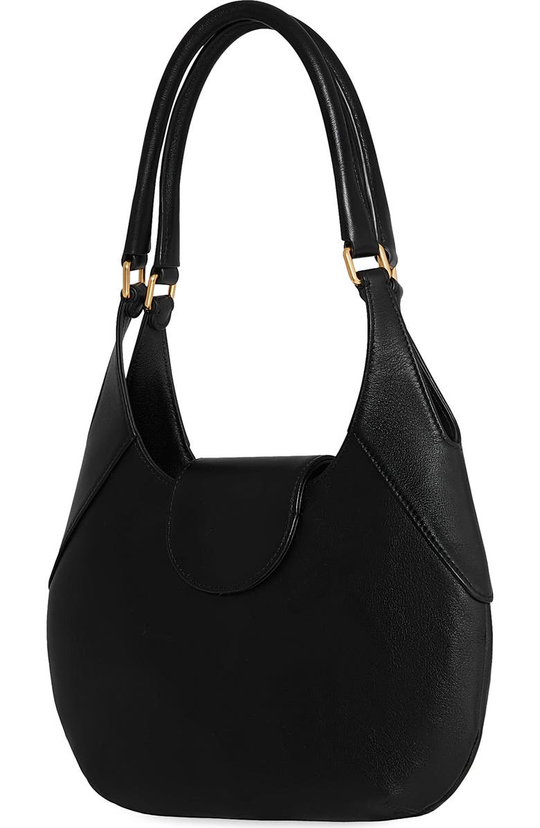 Rebecca Minkoff Snake Ring Leather Crescent Shoulder Bag, Alternate, color, Black