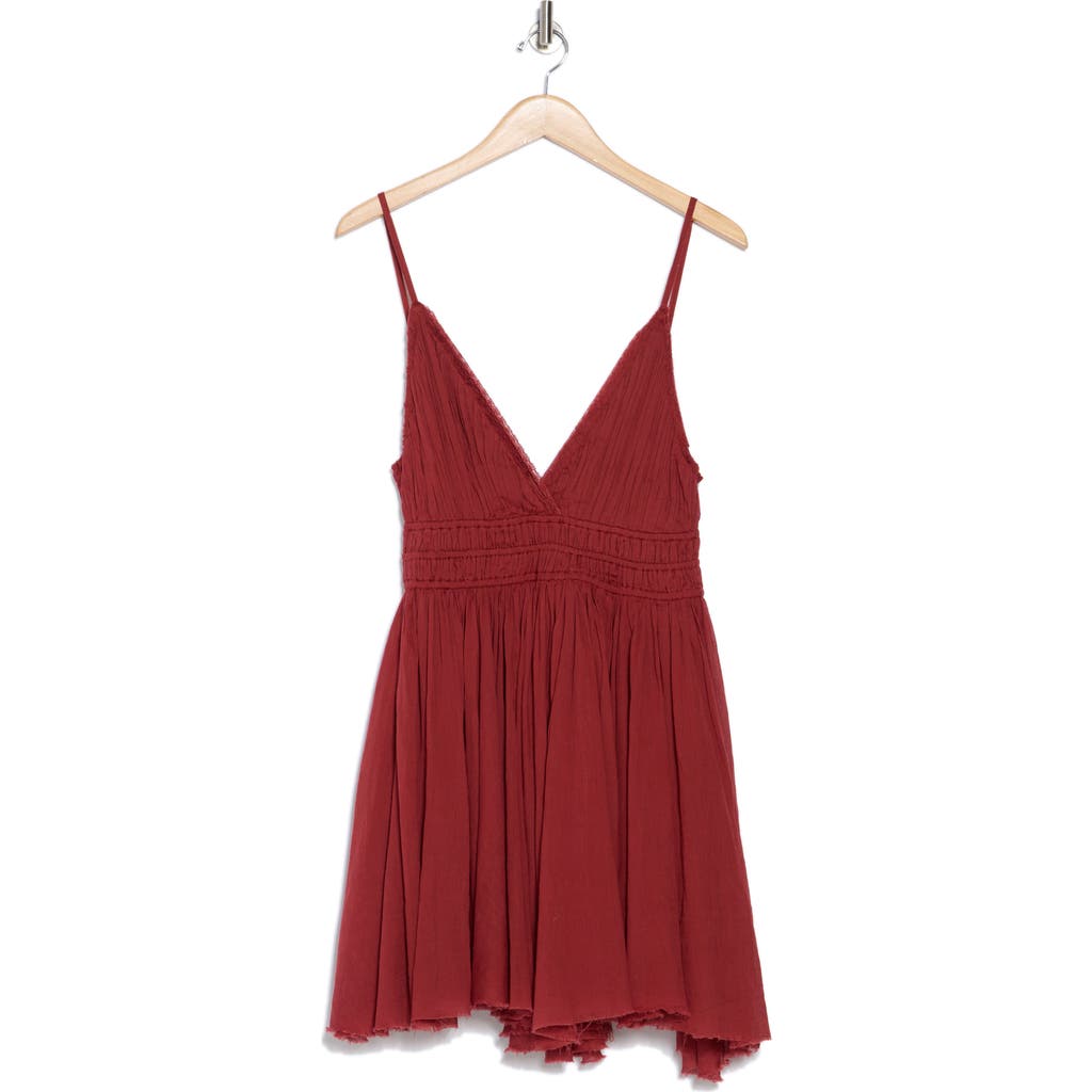 Free People Delia Asymmetric Raw Hem Cotton Dress In Terracotta