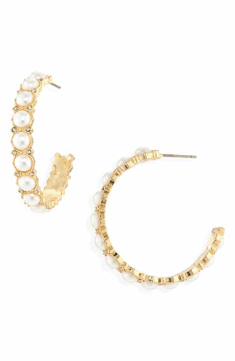 BaubleBar Eloise Faux Pearl Hoop Earrings
