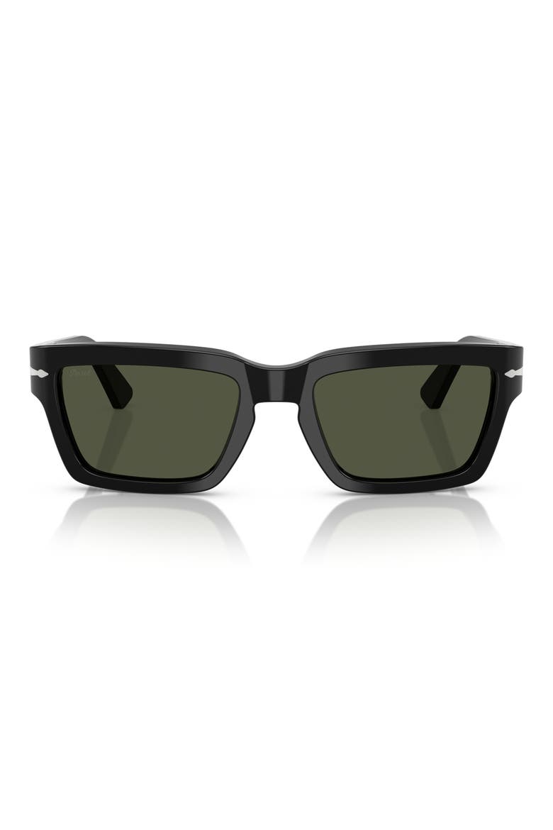 55mm Rectangular Sunglasses, Main, color, BLACK
