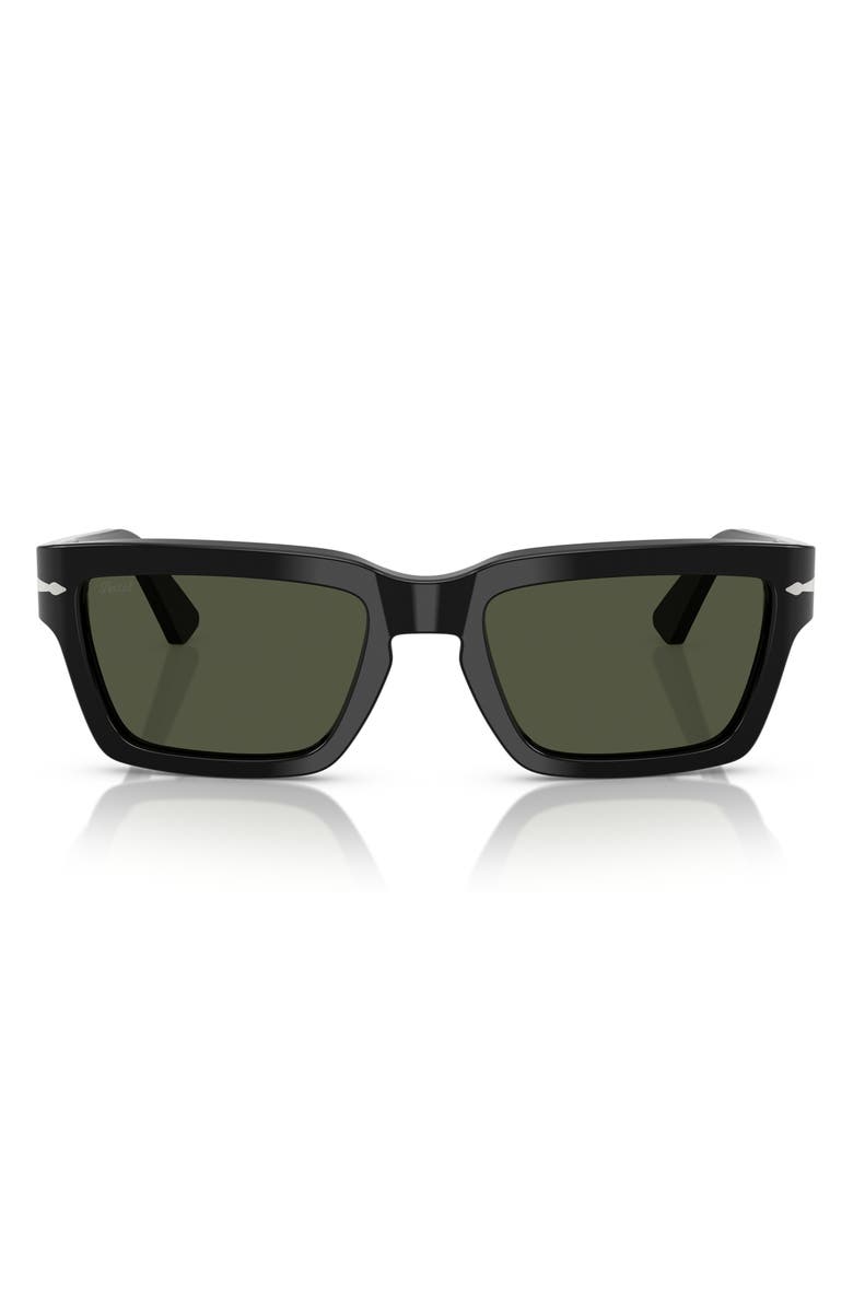 Persol 55mm Rectangular Sunglasses, Main, color, Black
