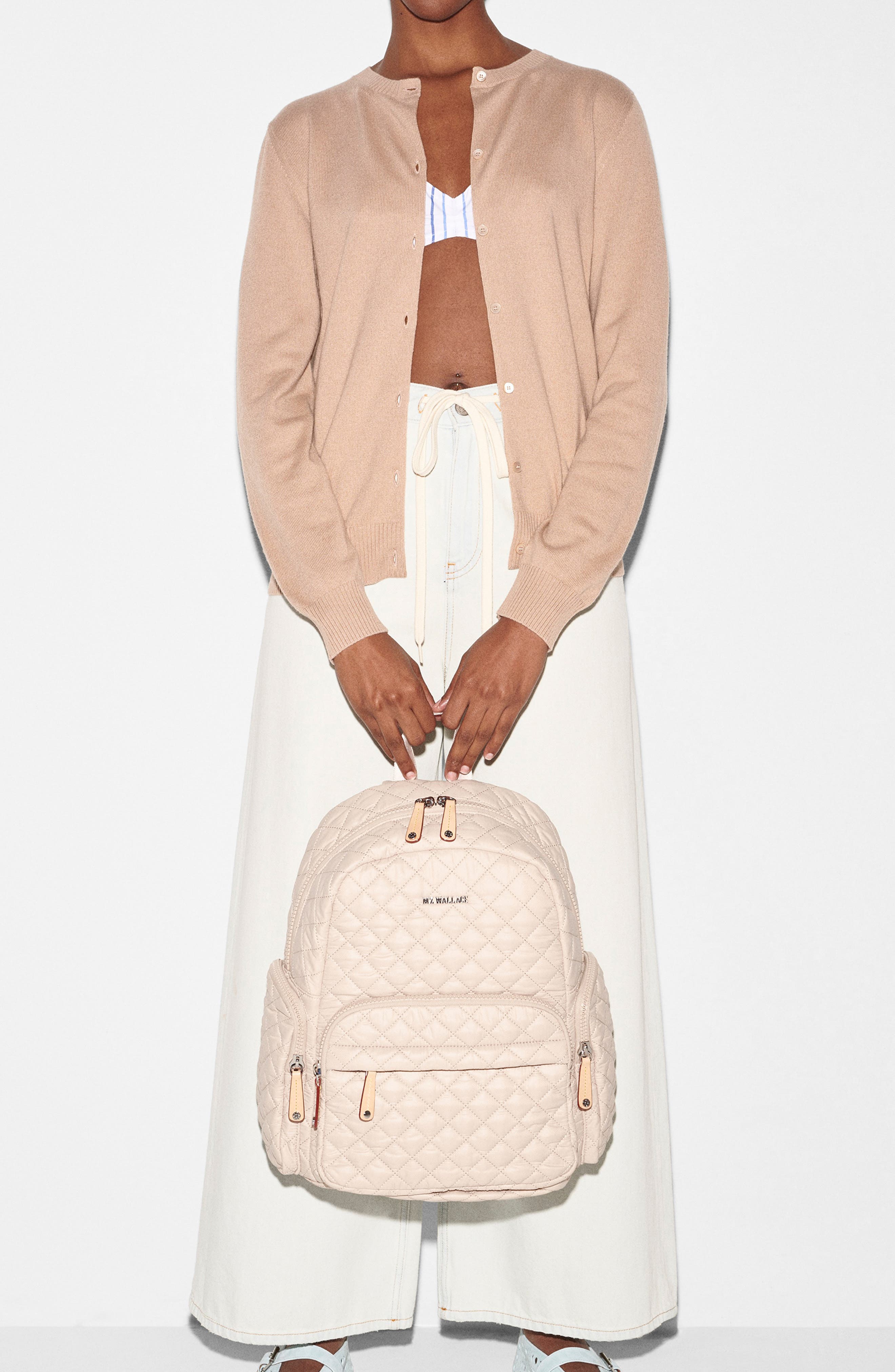 MZ Wallace Pocket Quilted Nylon Backpack, Alternate, color, Mushroom