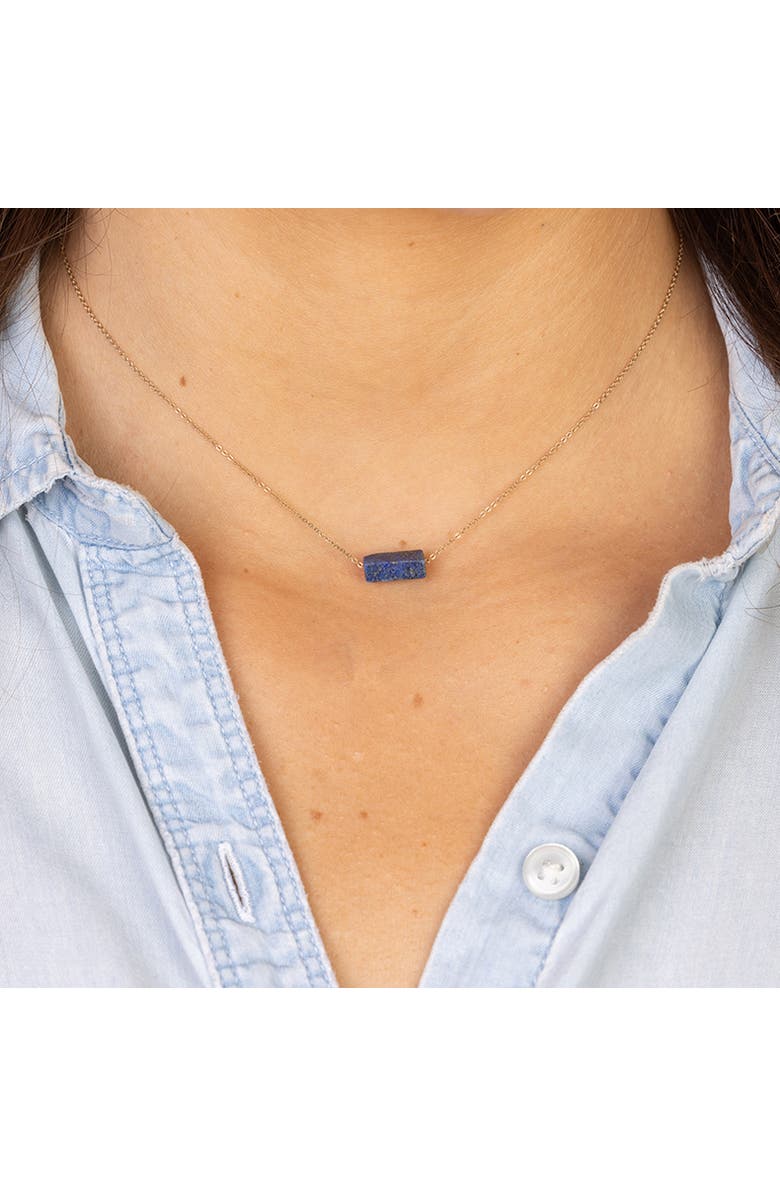 Totalee Gift You're a Gem Necklace, Blue Burnished Brass Blue, Alternate, color, Gold