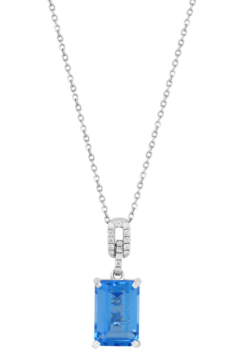 EFFY Sterling Silver Blue Topaz & Diamond Pendant Necklace, Alternate, color, Blue
