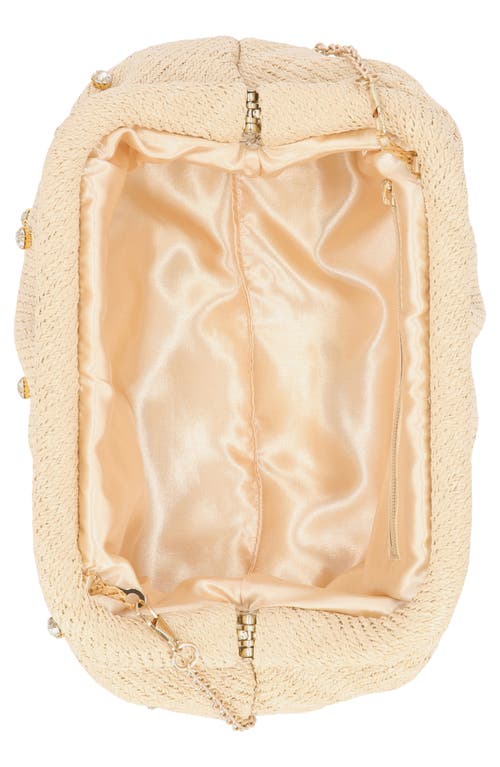 Jessica Mcclintock Violetta Rhinestone Studded Straw Frame Clutch