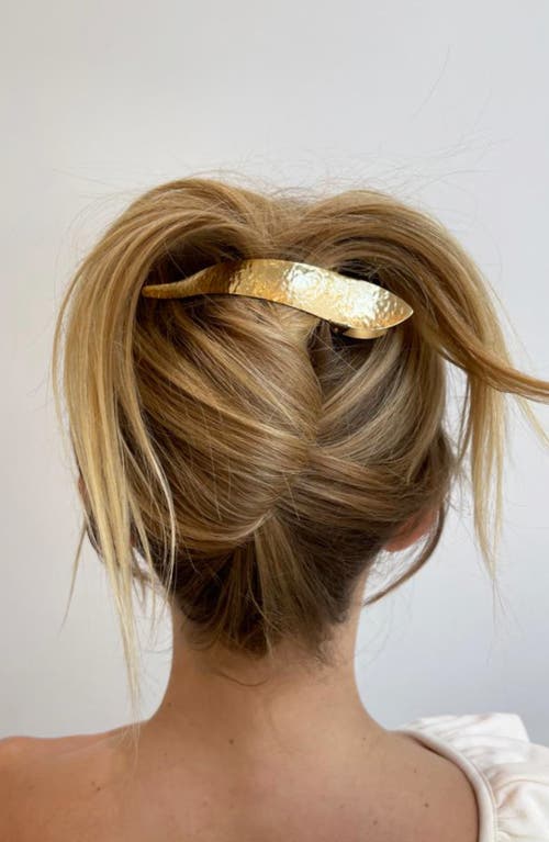 Ficcare Maximas Leaf Hammered Hair Clip In Gold Leaf