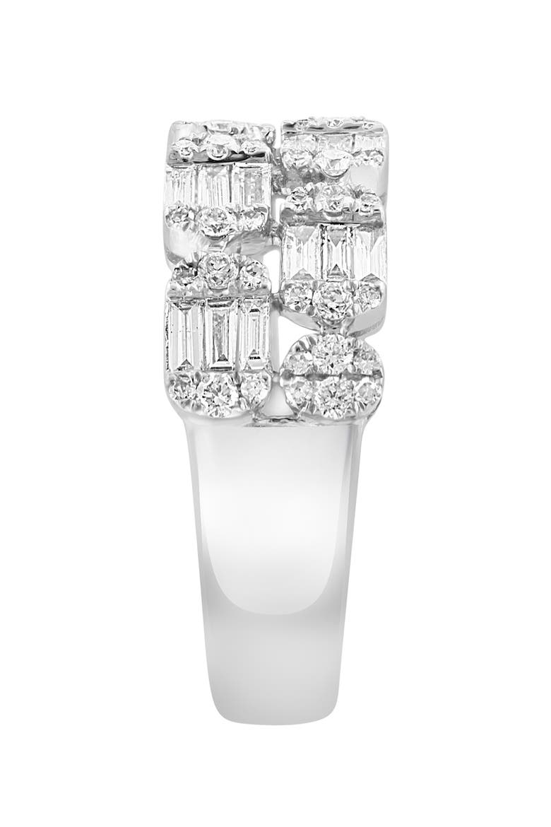 14K White Gold Double Row Diamond Pave & Baguette Band Ring, Alternate, color, 14K Gold