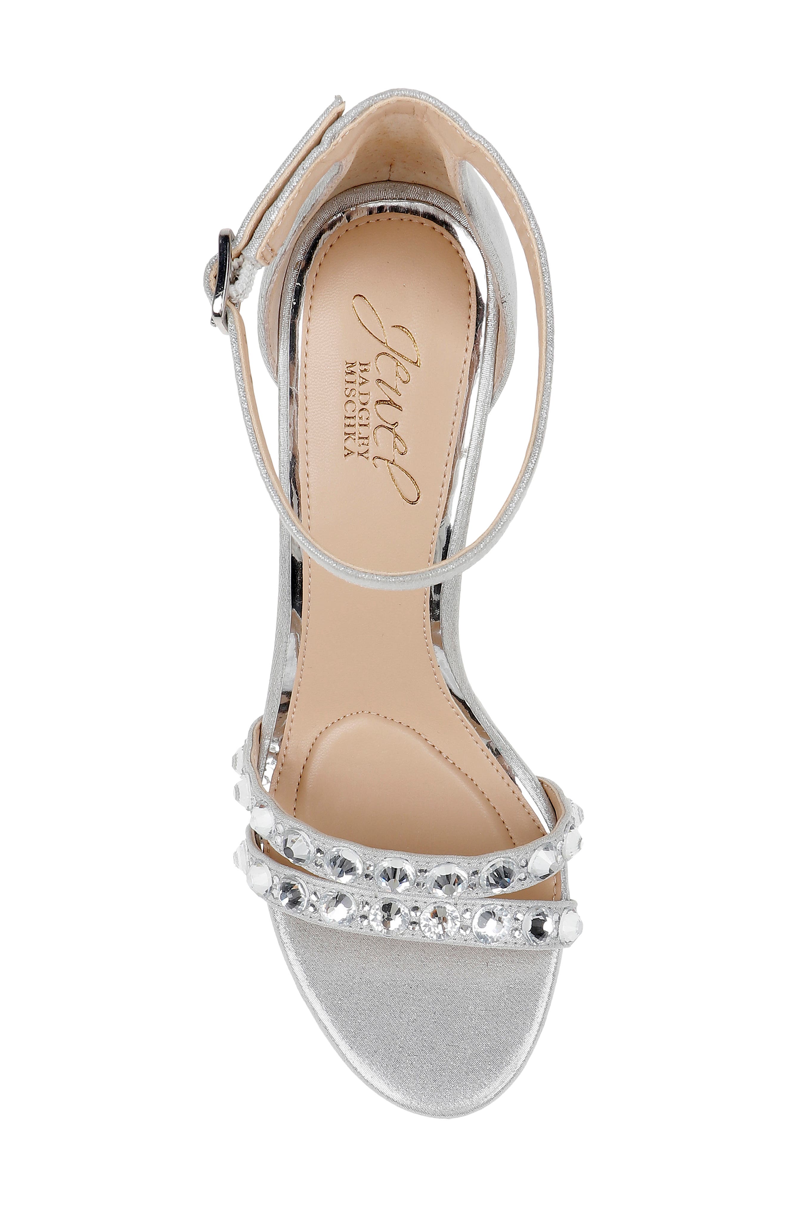 Jewel Badgley Mischka Hustle Ankle Strap Sandal, Alternate, color, Silv Met