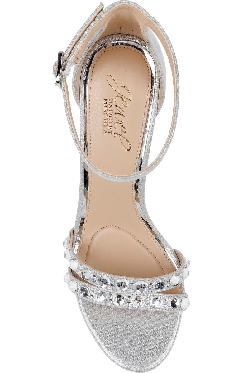 Jewel Badgley Mischka Hustle Ankle Strap Sandal, Alternate, color, Silv Met