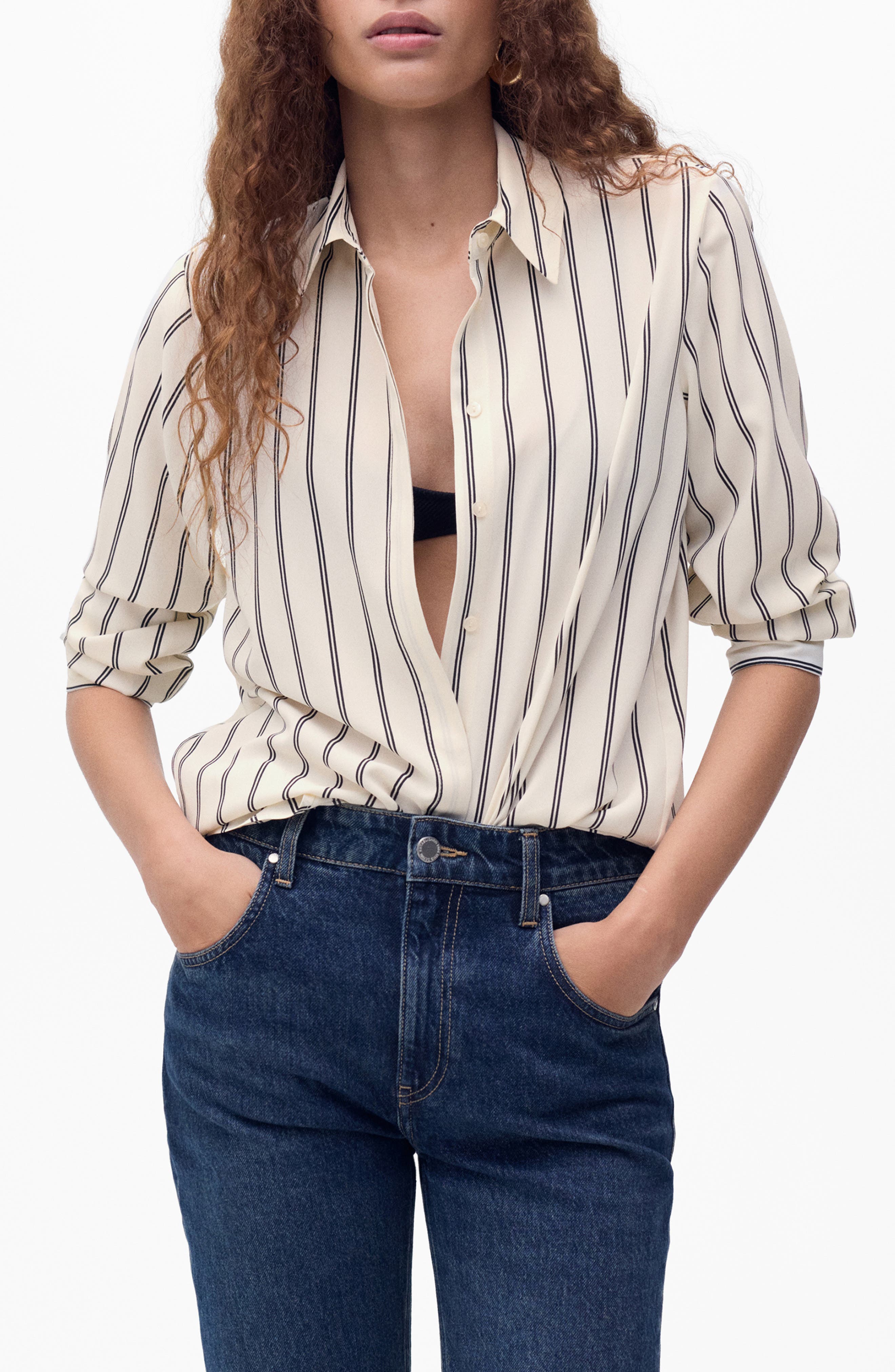 MANGO Print Button-Up Shirt