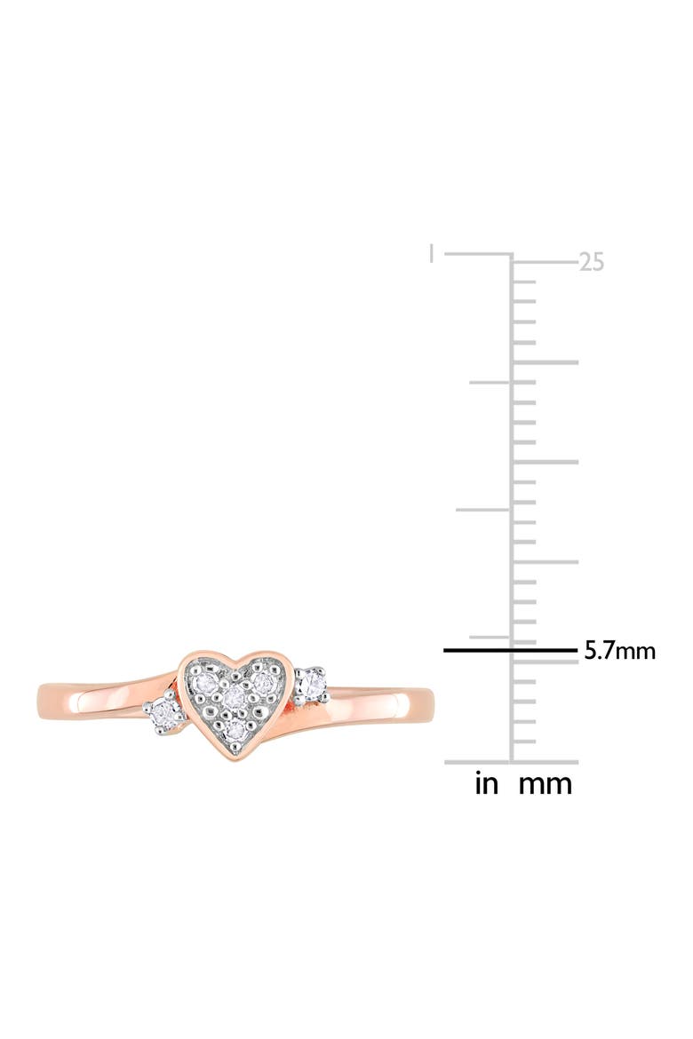Sterling Silver Pavé Diamond Heart Ring - 0.10ct., Alternate, color, ROSE GOLD