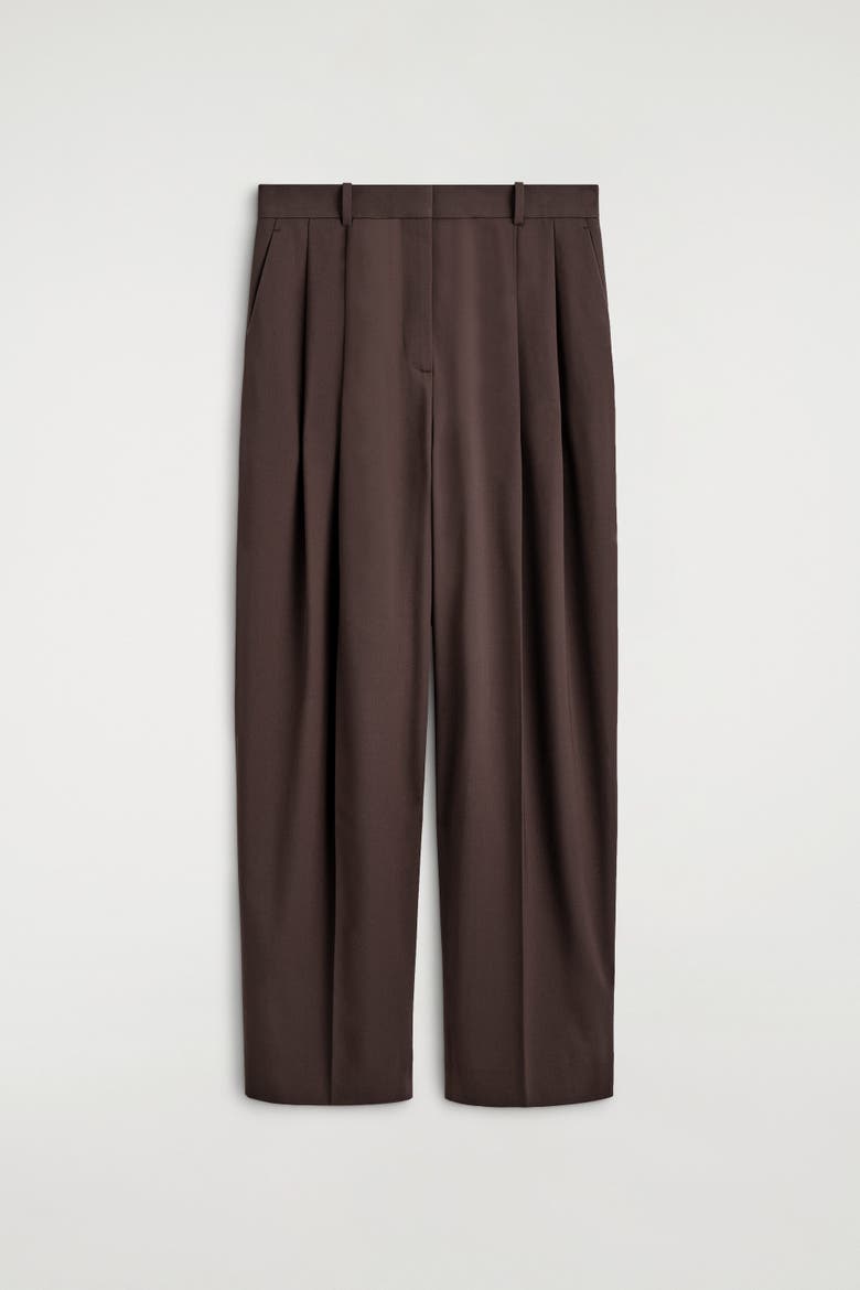 Relaxed Twill Wide-leg Pants, Alternate, color, DARK BROWN