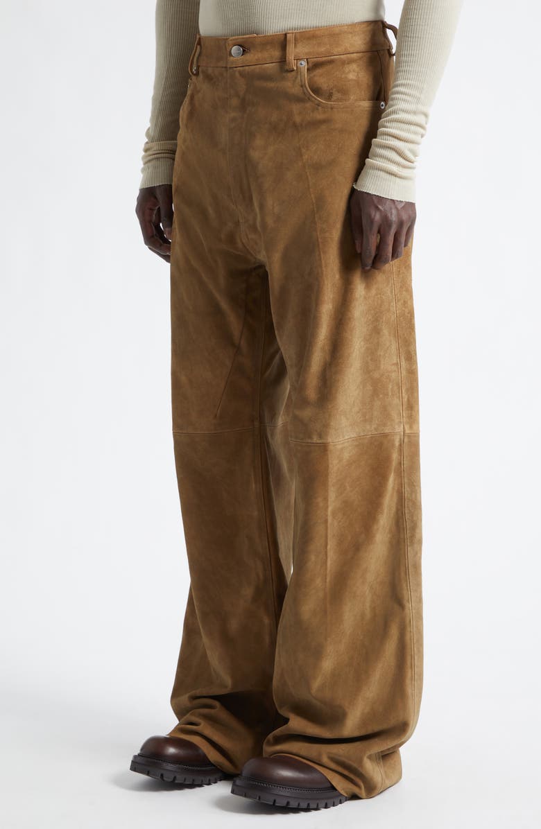 Rick Owens Geth Suede Wide Leg Pants, Alternate, color, Sumi Brown