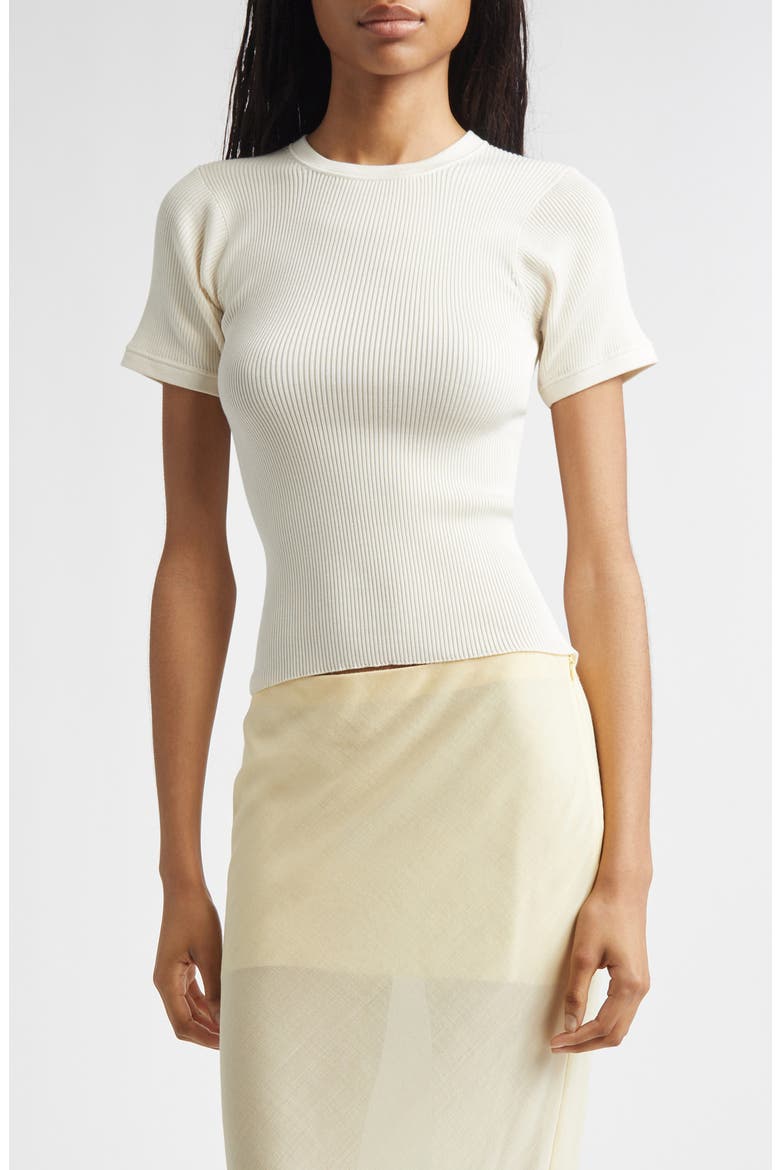 Silk Rib T-Shirt, Main, color, BUTTER KNIT