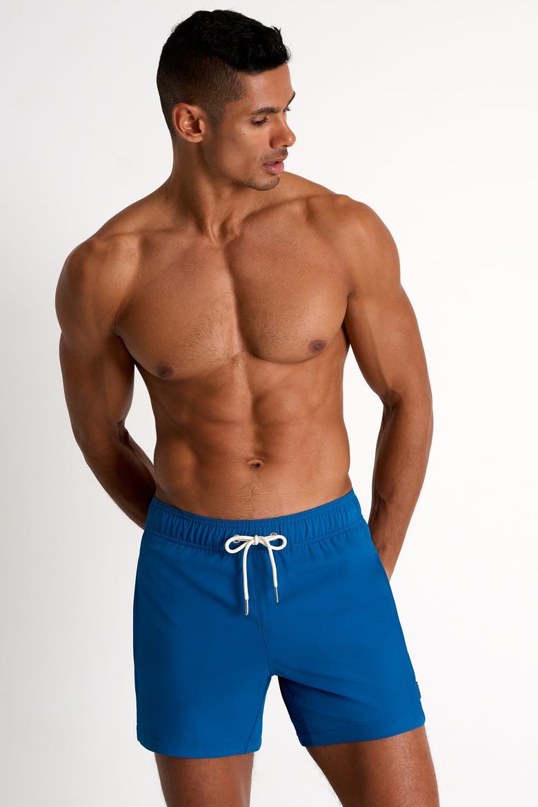 Classic fit stretch swim trunks, Alternate, color, Blue